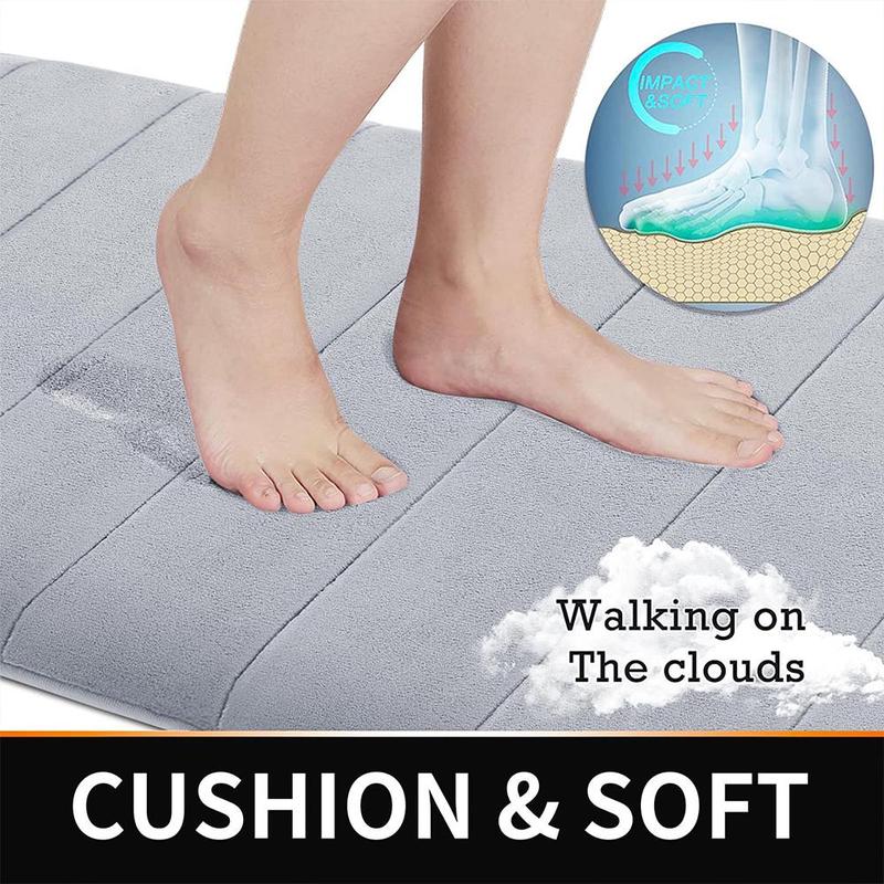 Solid Color Memory Foam Bath Mat Set, 3 Counts set Soft Comfortable Bath Rug, Water Absorption Non-slip Bath Mat, Bathroom Accessories