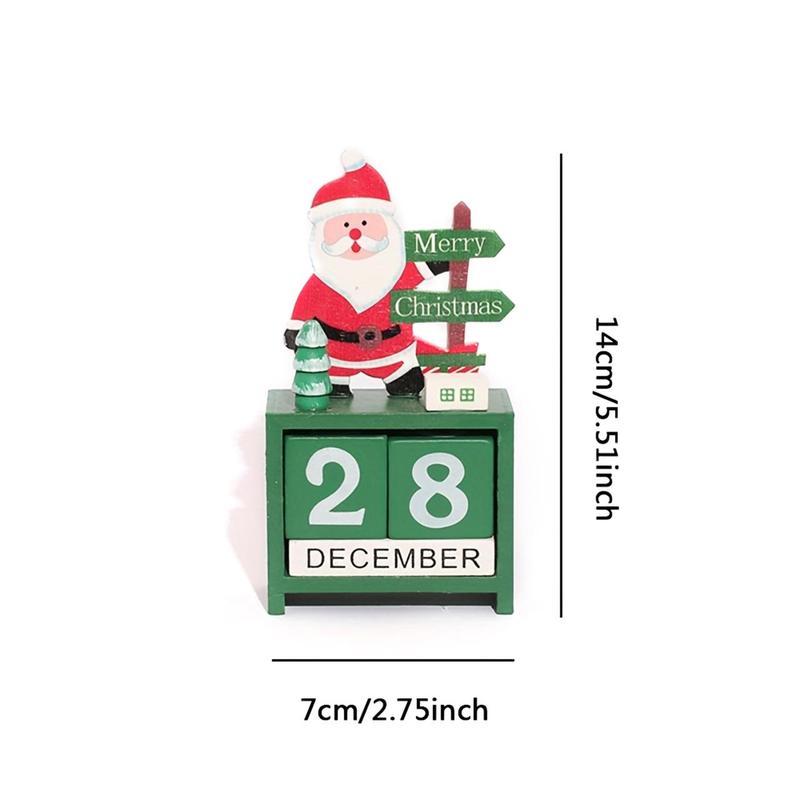 Santa Claus Decor Christmas Countdown Calendar, 1 Count Wooden Desktop Calendar Ornament, Desktop Decoration for Home Office, Room Decor, Party Decor