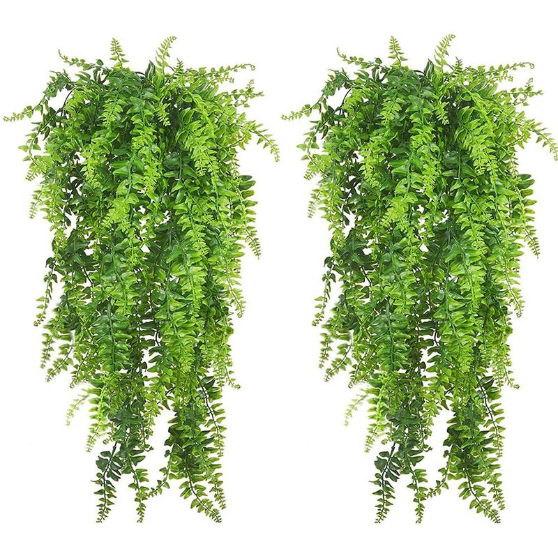 80cm Artificial Persian Fern Plant Vine, 2 Counts Fake Plant Garland Rattan, Fake Plant for Wall Garden Home Wedding Party Decoration