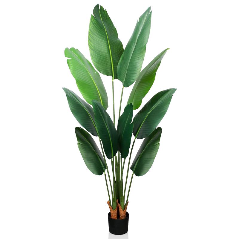 6FT bird of paradise potted simulation palm tree, fake banana tree. Used for home decoration indoor and outdoor offices. Decorative Fruit