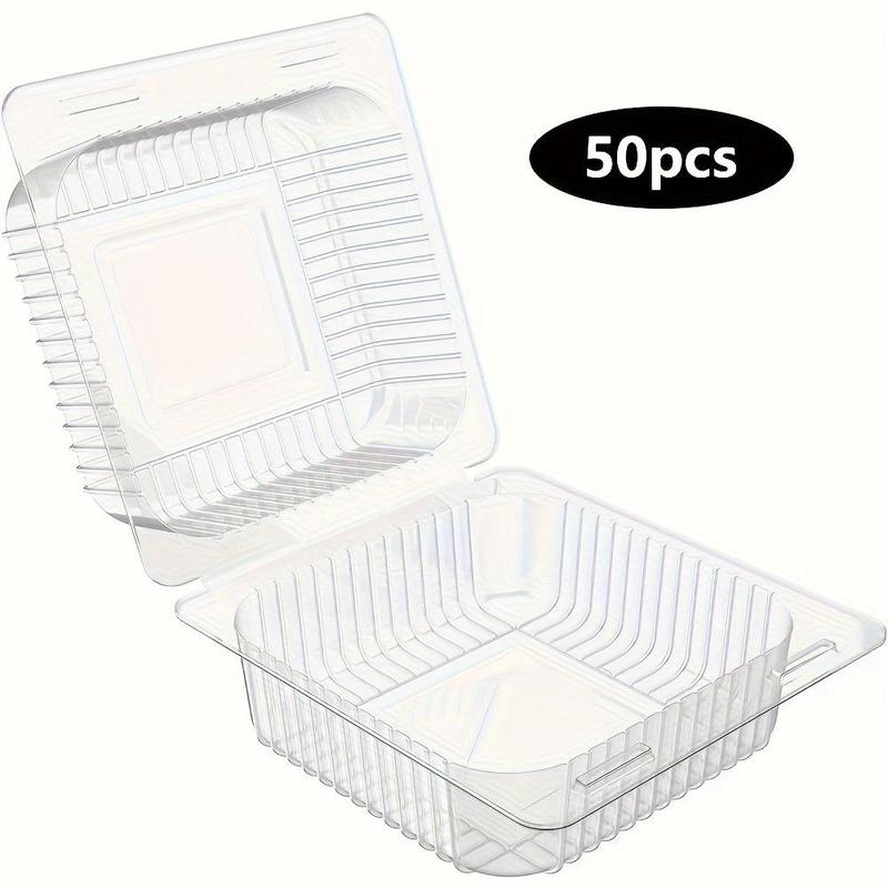 Disposable Clear Plastic Doughnut Box, 50pcs set Doughnut Fruit Cake Salad Packaging Box, Party Food Storage Container, Disposable Tableware for Home Kitchen Party