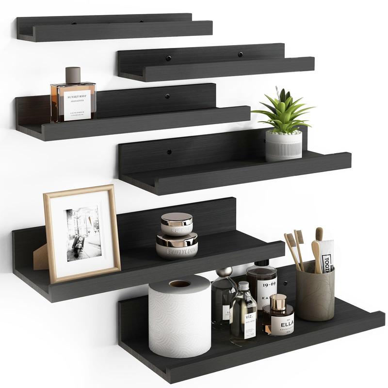 Floating Shelves, 6 Sets of Wall Mounted Shelves for Home Decor, Modern Picture Ledge Shelves for Living Room, Bedroom, Bathroom, Kitchen