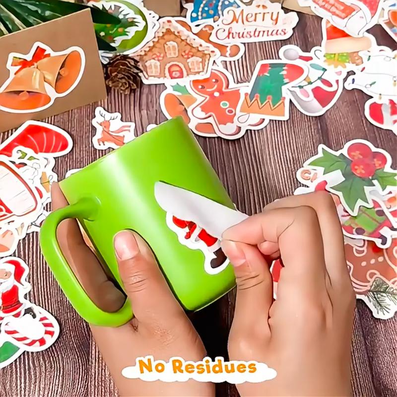 200PCS Christmas Theme Stickers, Non-duplicate Vinyl Waterproof Stickers, Holography Shiny Stickers, Xmas Decor, Decor for tacky christmas tree