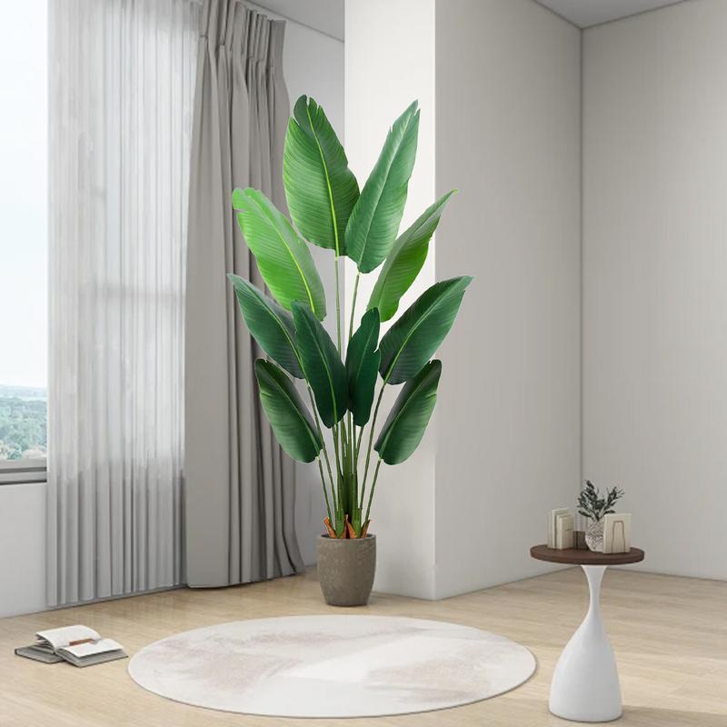 6FT bird of paradise potted simulation palm tree, fake banana tree. Used for home decoration indoor and outdoor offices. Decorative Fruit