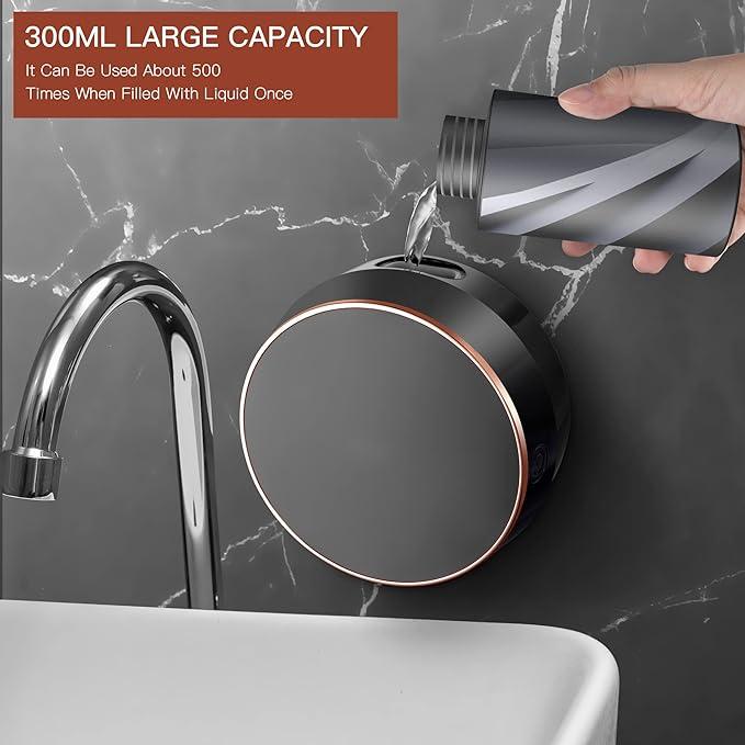  Monstake Automatic Soap Dispenser Touchless Auto Foaming Hands Free Wall Mount Foam Hand Soap Dispenser Electric Plastic Modern Rechargeable Smart Dish Soap Dispenser for Bathroom Kitchen Black