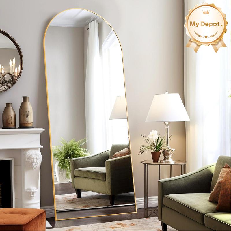 Full Length Mirror Body Mirror Floor Standing Mirror Hanging or Leaning Against Wall, Aluminum Alloy Thin Frame for Living Room Bedroom Cloakroom