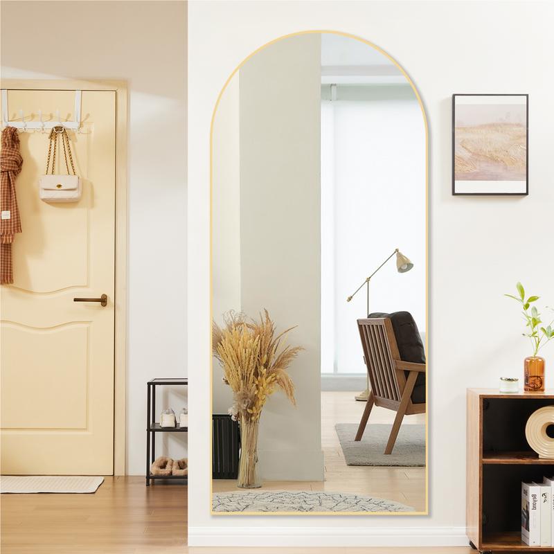 Full Length Mirror Body Mirror Floor Standing Mirror Hanging or Leaning Against Wall, Aluminum Alloy Thin Frame for Living Room Bedroom Cloakroom