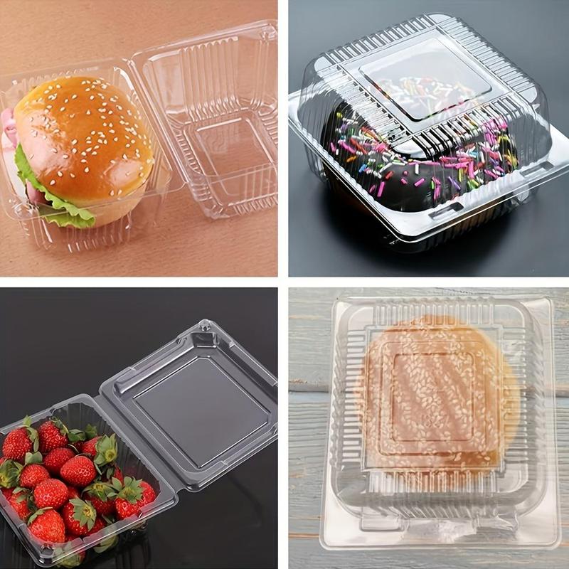 Disposable Clear Plastic Doughnut Box, 50pcs set Doughnut Fruit Cake Salad Packaging Box, Party Food Storage Container, Disposable Tableware for Home Kitchen Party