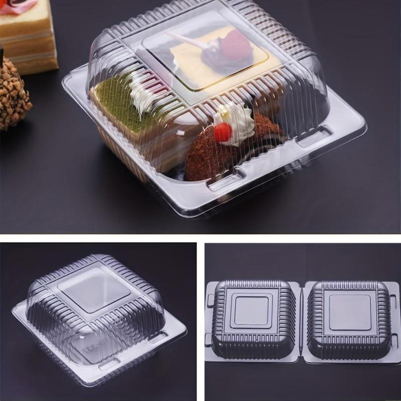 Disposable Clear Plastic Doughnut Box, 50pcs set Doughnut Fruit Cake Salad Packaging Box, Party Food Storage Container, Disposable Tableware for Home Kitchen Party