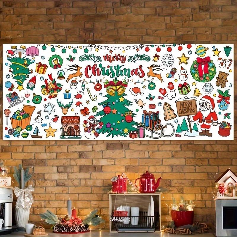 Christmas Themed Coloring Tablecloth, 1 Count Disposable Color-filling Hanging Decor, Large Christmas Coloring Poster Gift