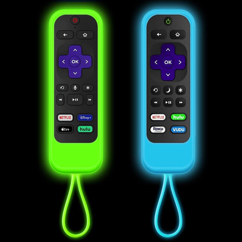 Luminous Remote Control Cover, 2 Count Silicone remotes cover case, Remote Control Protector Compatible with TCL Hisense Roku TV