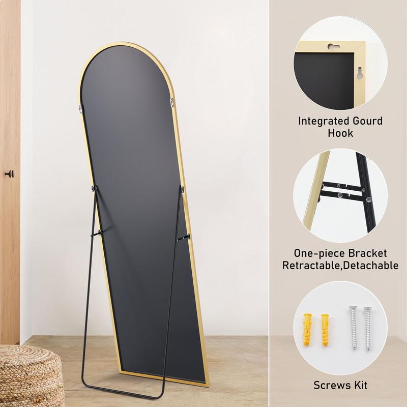 Full Length Mirror Body Mirror Floor Standing Mirror Hanging or Leaning Against Wall, Aluminum Alloy Thin Frame for Living Room Bedroom Cloakroom