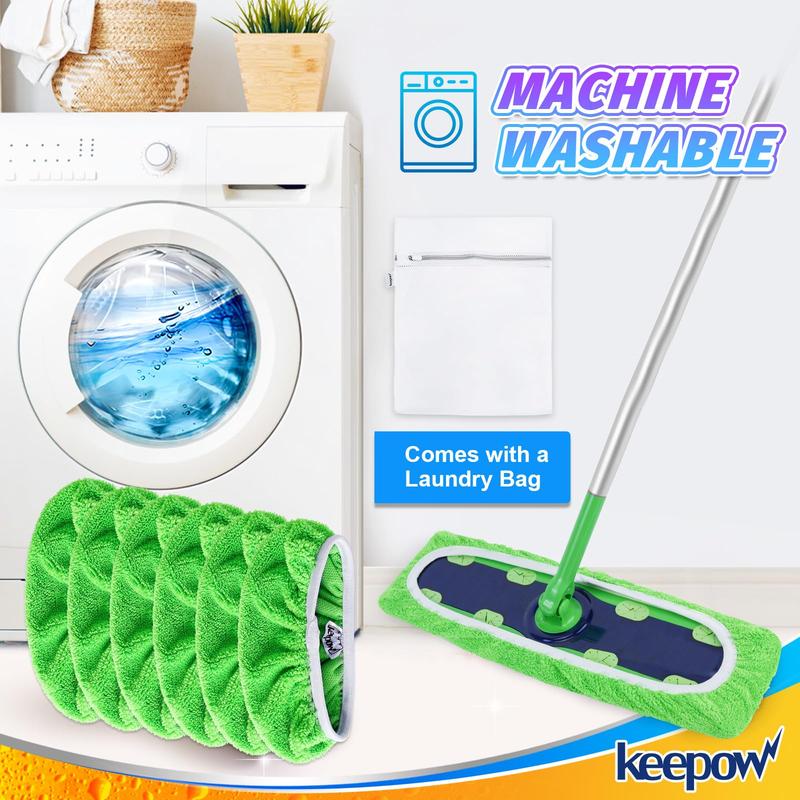 KEEPOW Reusable XL Wet Pads Compatible with Swiffer XL Sweeper for All 17*5 Inches Flat Mop 6 Pcs (mop is not included)