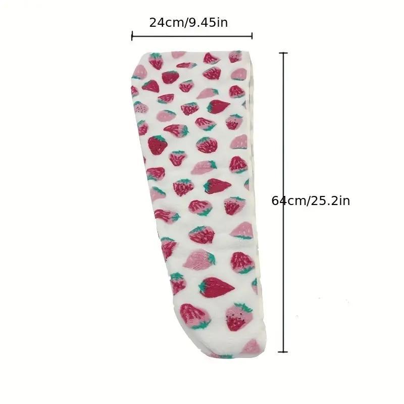 Hair Towel Wrap, Cute Strawberry Pattern Hair Drying Towel, Summer Water Absorbent Hair Towel for Women & Girls, Bathroom Gadgets 2024