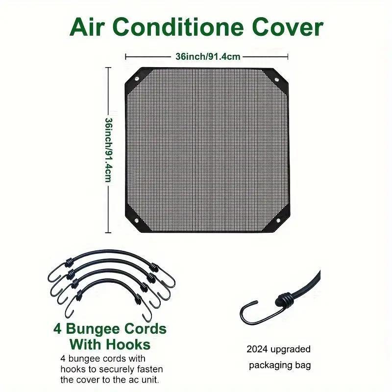 Air Conditioner Cover for Room Decor, Durable AC Unit Cover for Outside, Sturdy Mesh Window Air Conditioner Protective Covers Defender with Accessories Bungee Cords, Central Air Handler Conditioning Units Net Cover Protect the Outdoor HVAC Condenser