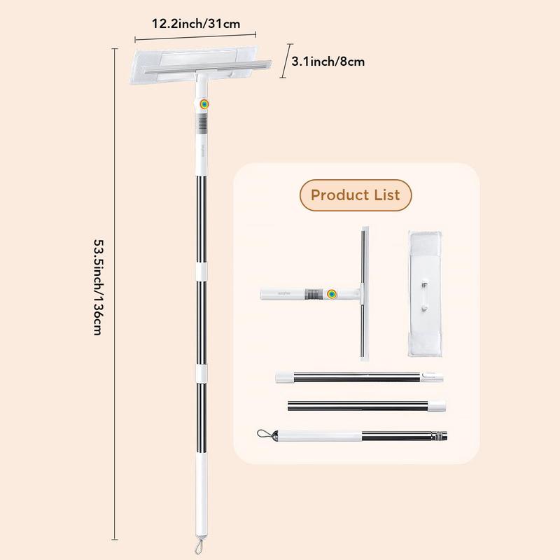 2 in 1 Window Cleaning Squeegee, 1 Count Household Double Sided Glass Cleaning Brush, Long Handle Window Cleaning Tool, Home Care Supplies