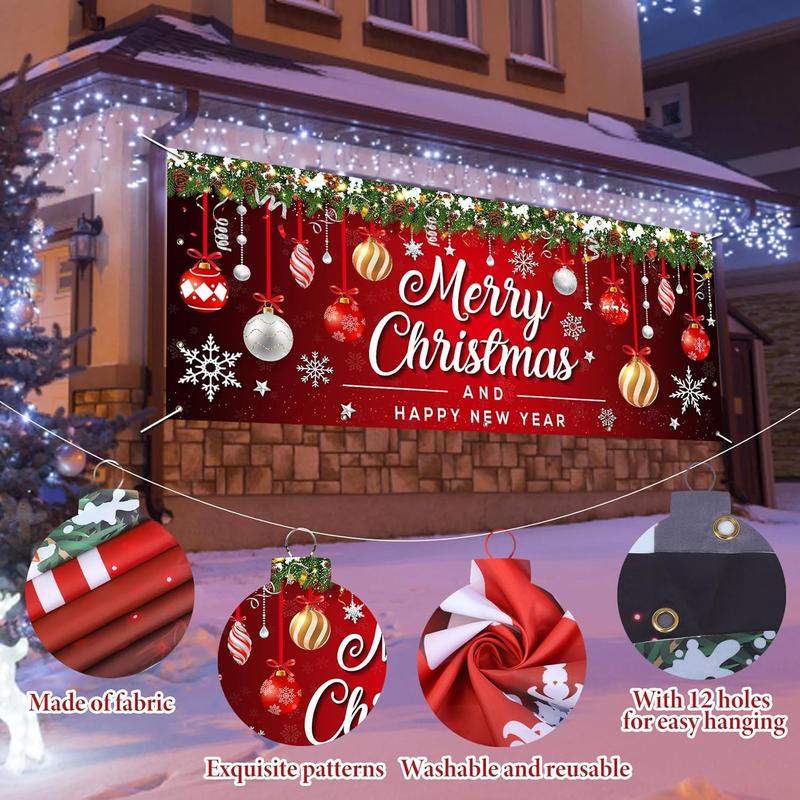 7 x 16 Ft Christmas Garage Door Cover Decorations, Merry Christmas Banner for Double Garage Door Christmas Decorations, Christmas Garage Door Banner for Indoor Outdoor Home Wall Party Photo Background