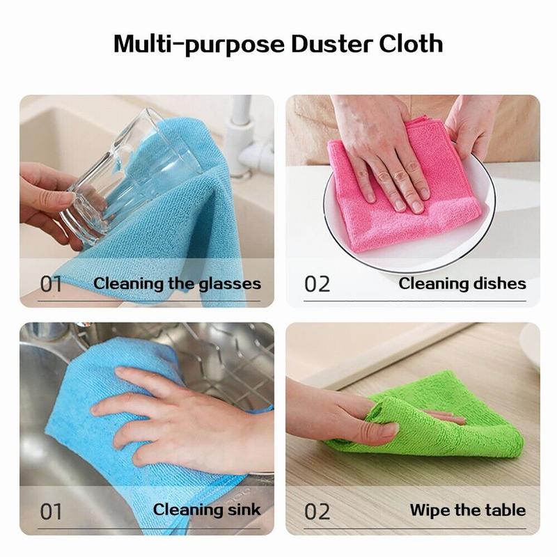 12count Soft Microfiber Absorbent Car Washing Cloths Kitchen Cleaning Rag Reusable Towels