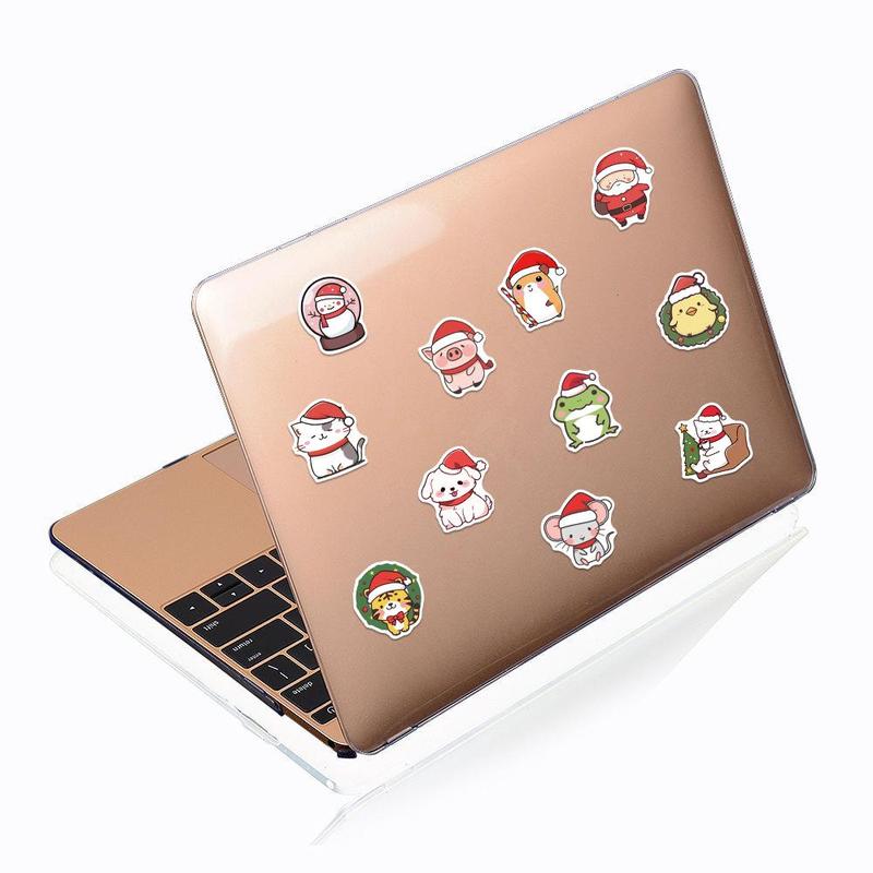 Cute Cartoon Animal Pattern Sticker, 50pcs set Creative Christmas Themed Sticker, DIY Decorative Sticker for Stationery & Computer & Water Bottle