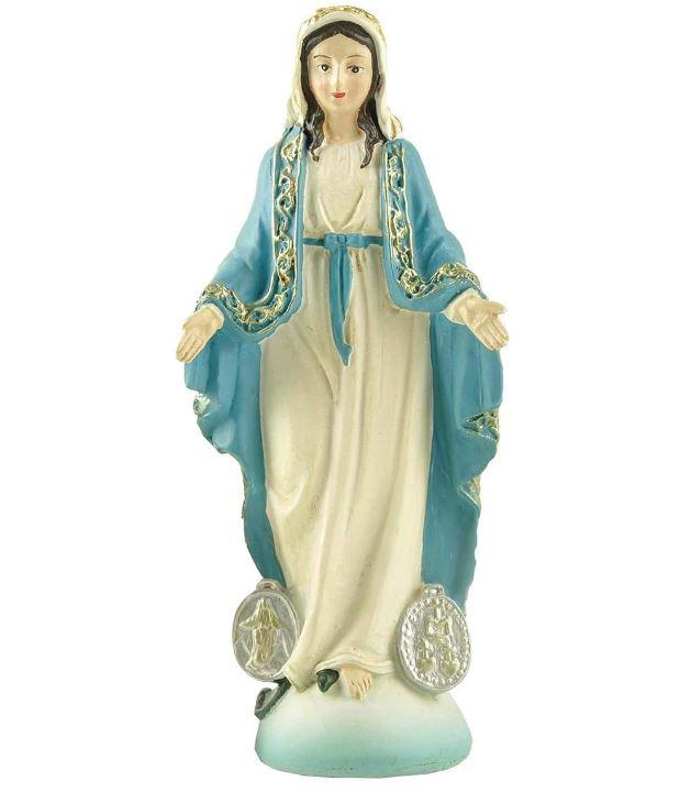 Blessed Mary Statue Catholic Our Lady of Grace Tabletop Figurine Small (4.84 Inch Tall)