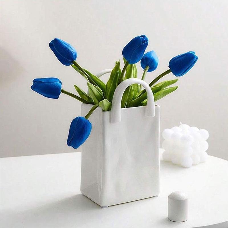 Creative Handbag Design Vase, Solid Color Flower Arrangement Vase, Home Decor Supplies for Living Room Bedroom Dining Room [Flower Not Included]