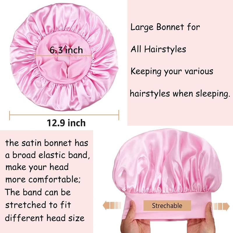 5 Pack Silk Bonnet for Sleeping Satin Bonnet for Sleeping, Bonnets for Black Women Hair Bonnet for Sleeping Silk Sleep Cap, Wide Soft Band Large Bonnet for Curly Hair