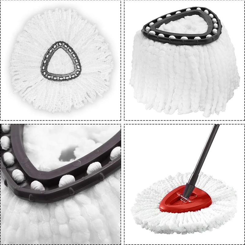 Replacement Head Microfiber Spin Mop Refills (Pack of 3) - Easy Floor Cleaning Mop Head Replacement Set Absorbent Adjustable