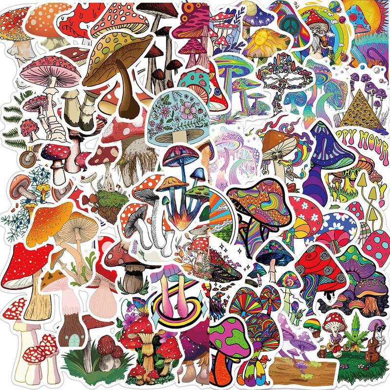 Mushroom Series Graffiti Sticker, 100pcs Waterproof Decoration Anime Naughty Stickers, DIY Creative Toy Home Decoration Sticker, Scrapbooking Supplies, Decorative Decal Accessories