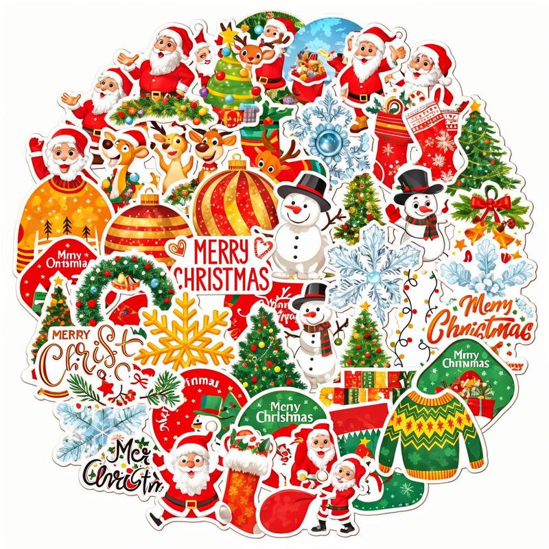 200PCS Christmas Theme Stickers, Non-duplicate Vinyl Waterproof Stickers, Holography Shiny Stickers, Xmas Decor, Decor for tacky christmas tree