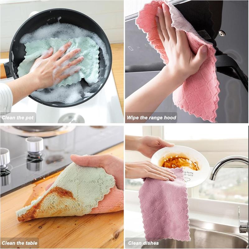 20 Pack Cleaning Cloth Kitchen Cloth, Dish Towels Super Absorbent Coral Velvet Dishtowels, Microfiber Premium Soft  Towels, Quick Dry Rags, Multipurpose Reusable Washcloths, Non-Stick Oil Cloths.