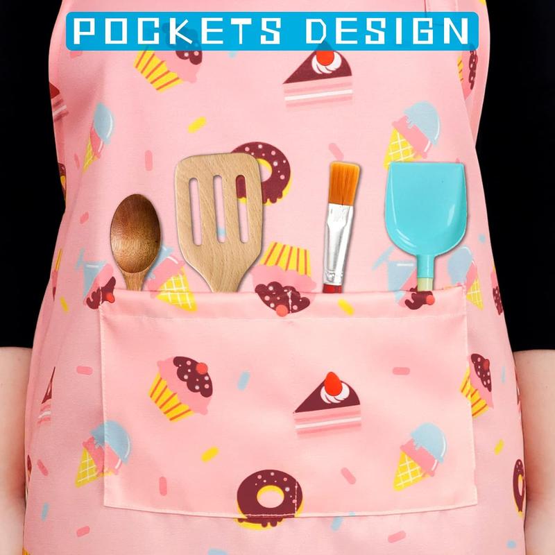 Kids Aprons for Girls Toddler Aprons with Pockets for Kids Cooking Baking Painting Crafting Art Gardening Adjustable