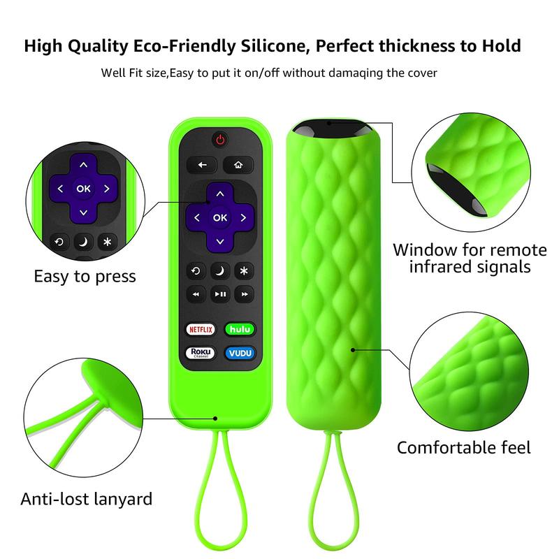 Luminous Remote Control Cover, 2 Count Silicone remotes cover case, Remote Control Protector Compatible with TCL Hisense Roku TV