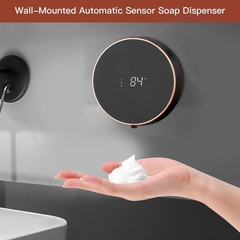 Automatic Foam Soap Dispenser, 1 Count USB Rechargeable Smart Touchless Foam Soap Dispenser with LED Display, Kitchen & Bathroom Accessories