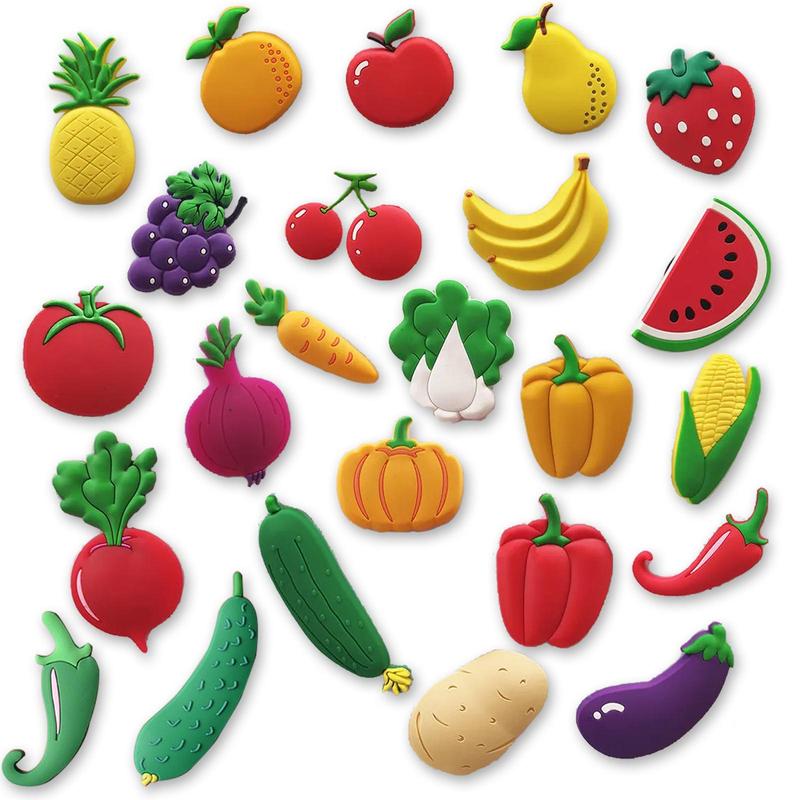 Fruit & Vegetable Shaped Fridge Magnet, 24pcs Cute Cartoon Refrigerator Magnet, Fridge Magnet for Home Decor, Kitchen Decor, Magnetic Stickers for Refrigerator Or Whiteboard