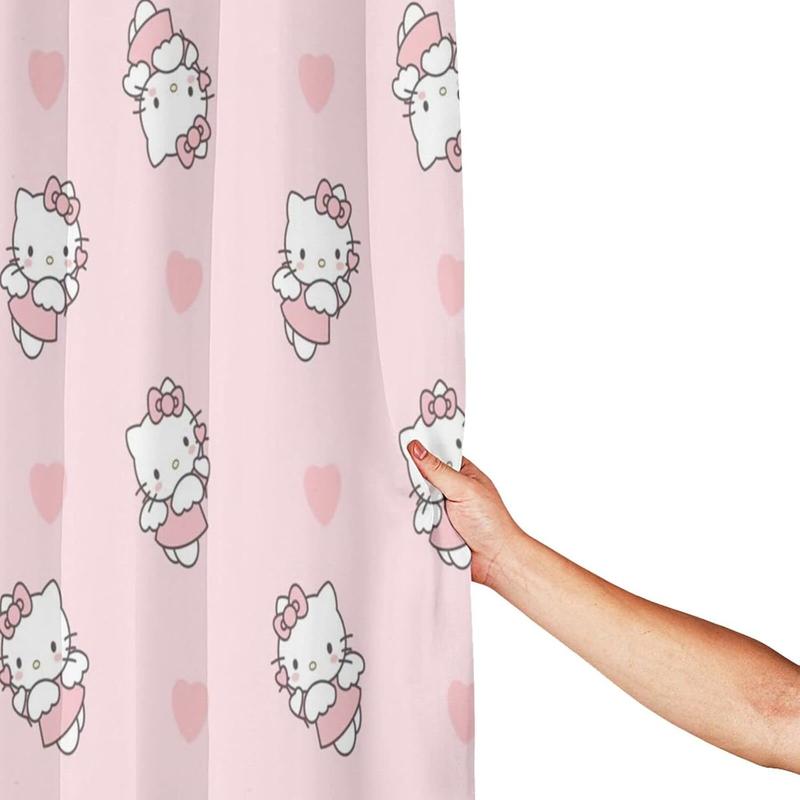 Hello Cat Kitty Shower Curtain Hello Cat Kitty Anime Bathroom Curtain Waterproof Curtain for Bathroom Bedroom Home Decor Bathroom Accessories 55x72 Inch