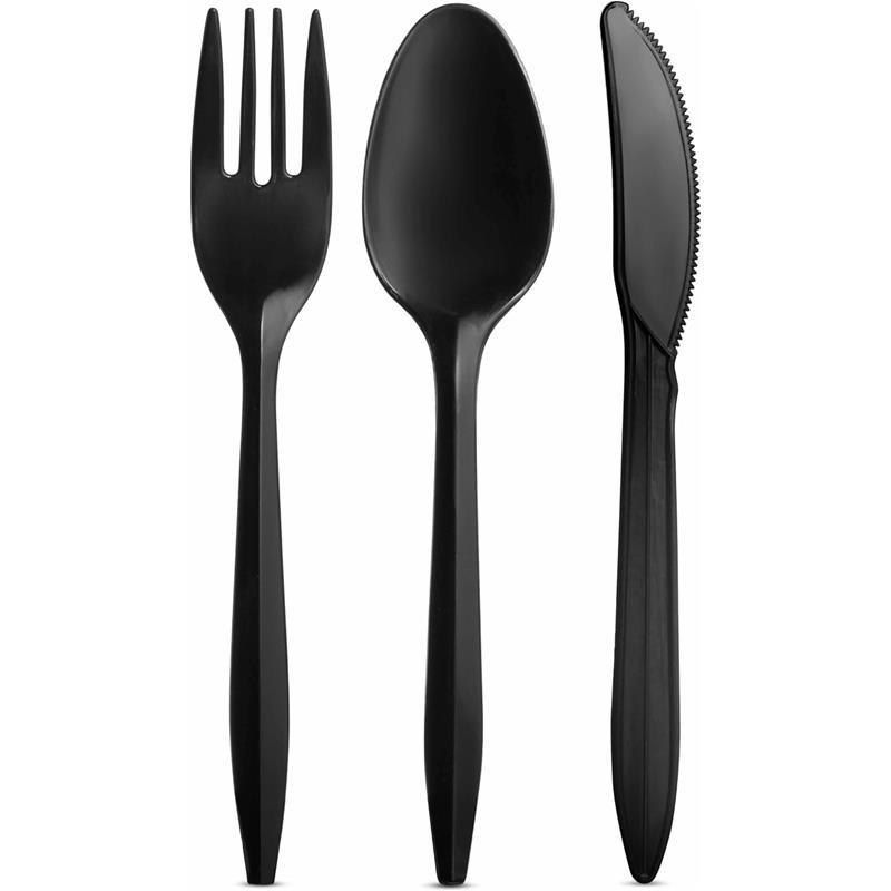 1000 Count Black Plastic Silverware Set for Parties, Weddings, and Large Gatherings - Birthday, Cookware