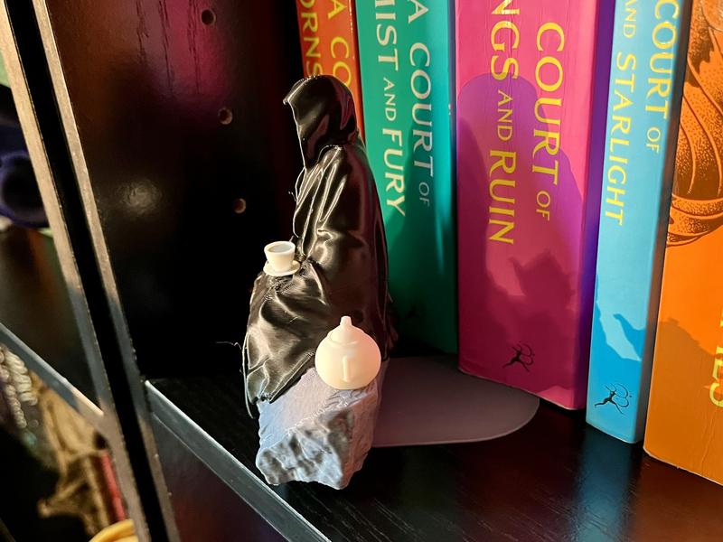 Spill the Tea Bookshelf Decor - Seated Hooded Ghost Figurine with Tea Cup and Tea Pot - 3D Printed Bookshelf Decor - Full Color