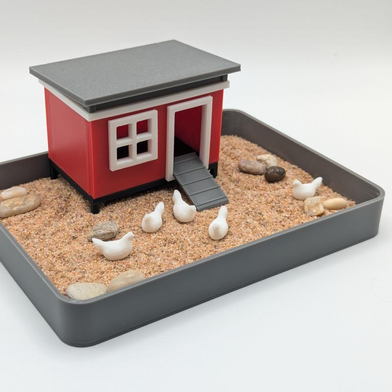 Chicken Zen Garden - Desk Accessory Sand Garden DIY Kit Gifts for Him Her Office Decor Fidget Fun Therapy Decorative Landscape