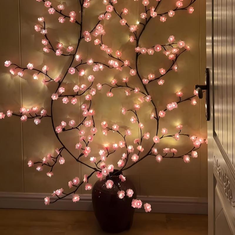 Christmas Season Cherry Blossom Tree Design LED String Light, 1 Count DIY 144 LED 200cm Cherry Blossom Tree Light, The Pink Flower Lamp, USB Powered Decorative Light for Party Wedding, OG LED Lights, Home Decor, Fall Decor