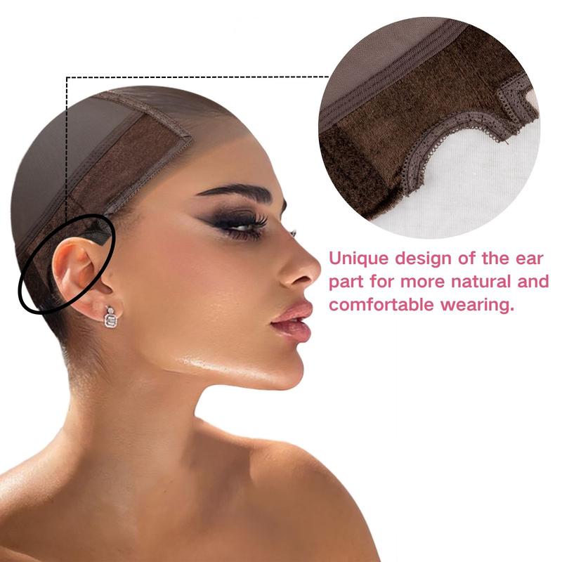 Lace Wig Grip Cap Women 4x5 Transparent Swiss Lace Area Stocking Dome Cap with Built In Elastic Headband Non-slip Wig Gripper