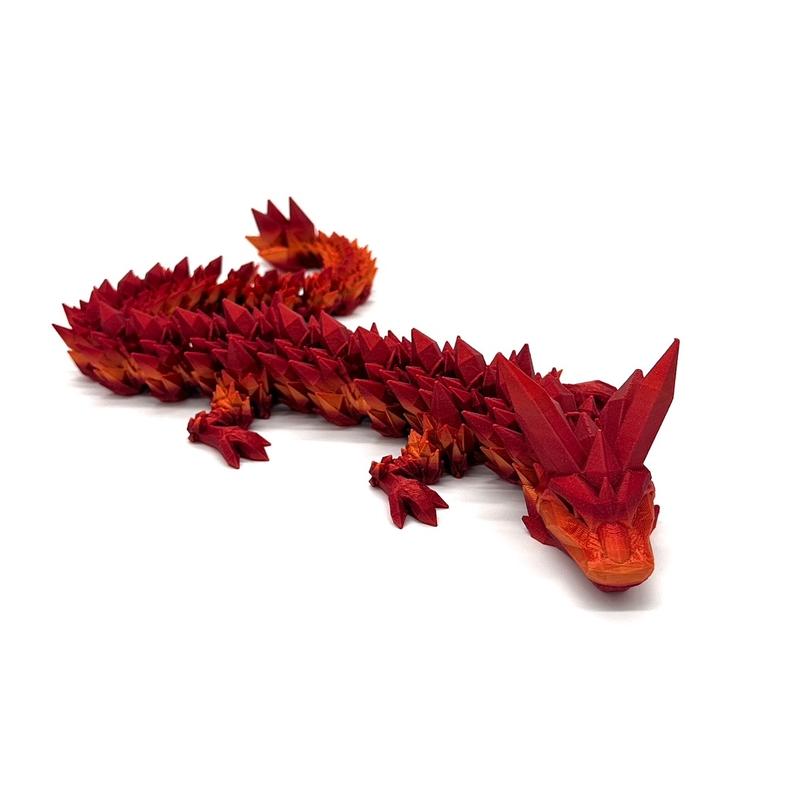 Crystal Dragon Figure-Colorful-3d printed- Decoration-21in long- Multicolor-Articulating- Gift- Decor fidget toy