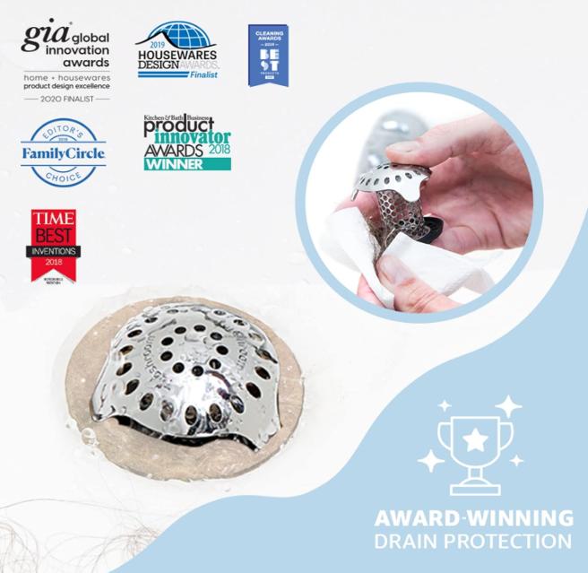 TubShroom Ultra Revolutionary Bath Tub Drain Protector Hair Catcher Strainer Snare Stainless Steel, Keeps Drains Clog Free. Works in Shower and Tub