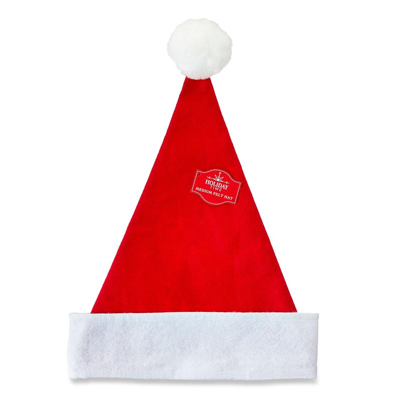 Red & White Felt Santa Hat for Adults, Medium Size