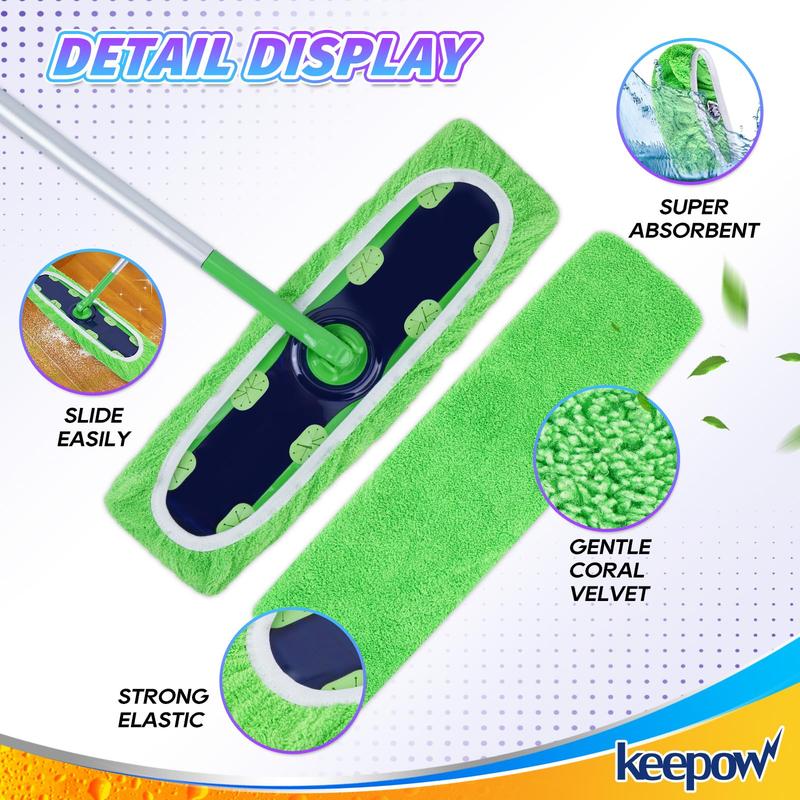 KEEPOW Reusable XL Wet Pads Compatible with Swiffer XL Sweeper for All 17*5 Inches Flat Mop 6 Pcs (mop is not included)