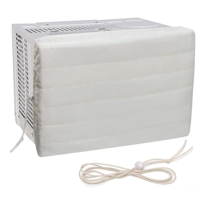 Indoor Air Conditioner Cover, White Window Unit Cover Anti-Rust Adjustable Cover for Indoor Window AC with Free Elastic Straps (White, 24.5x17x2.5)