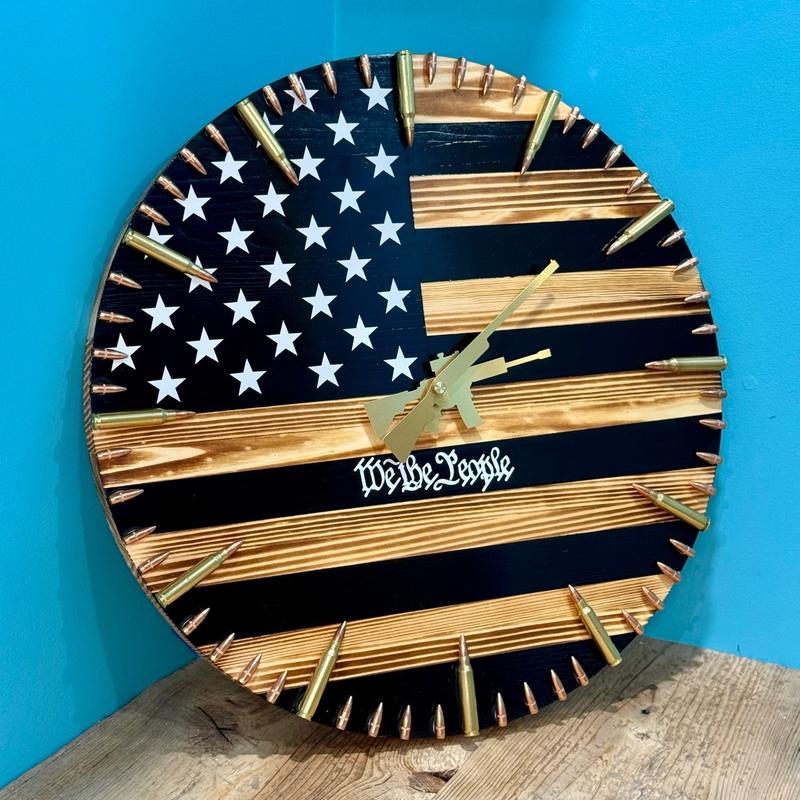 We The People American Flag Bullet Clock