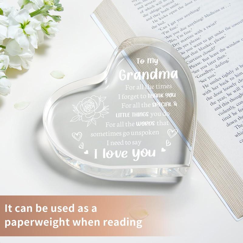 Gifts for Grandma, Grandma Christmas Gifts - Acrylic Keepsake 3.9x3.9 Inch - Best Grandma Gifts from Grandkids, Valentines Day Birthday Gifts for Grandma Grandmother Gift Ideas