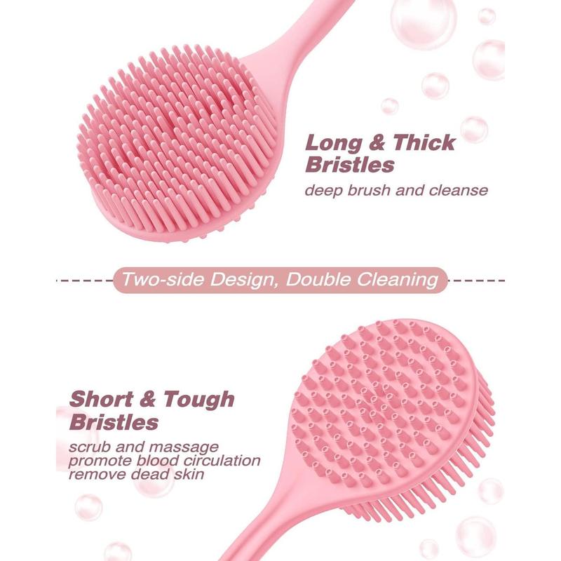 Silicone Back Scrubber (Thick Bristles) & Bath Glove & Face Brush Set(3PCS), Super-Exfoliating & Lathering Body Scrubber, Shower Brush, Face Scrubber Combination, with a Free Hook.(Black)