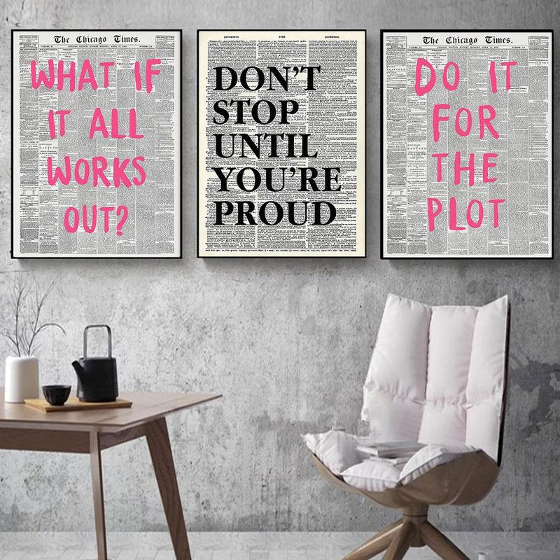 Modern Canvas Painting without Frame, 3 Counts set Modern Encouragement  Letter Wall Art Poster, Wall Art Decor for Home Living Room Bedroom Office School