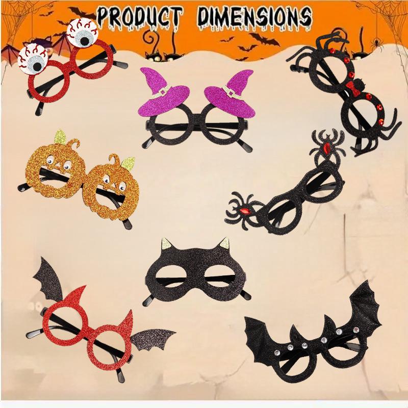 Halloween Party Decoration Pair Paper Glasses Black Scary Bat Ghost Witch Demon 8 Halloween Themed Fun Dress Up Props, Decorations, Photo Props, Cute Aesthetic Items, Cool Gadgets, Unique Items